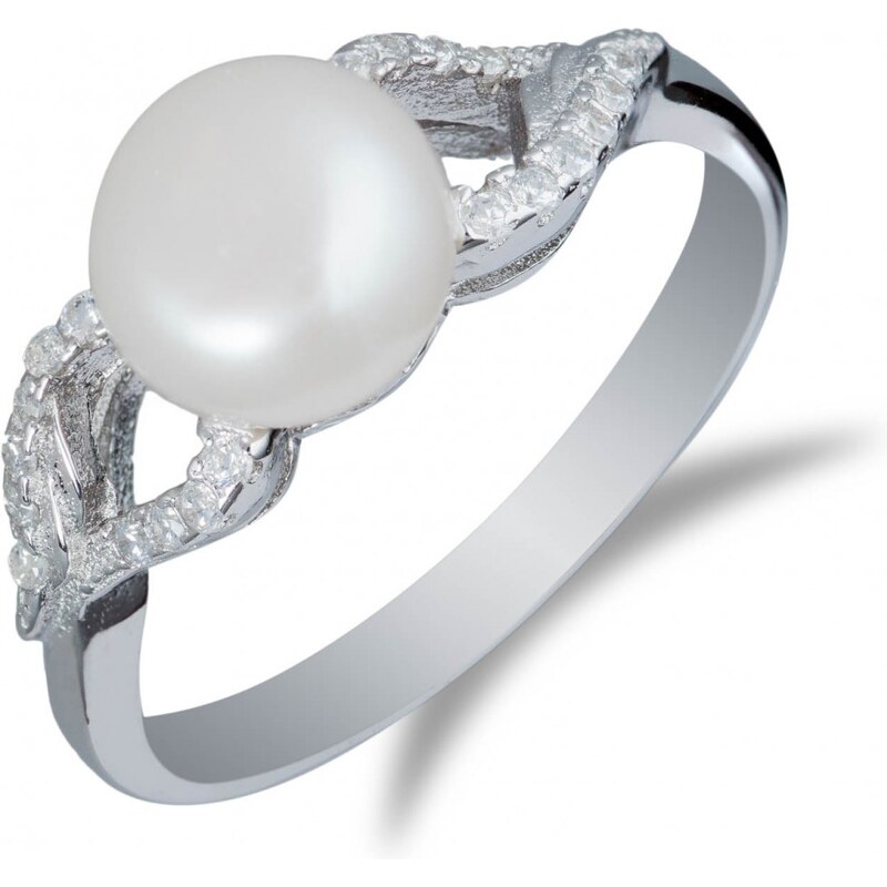 Meucci Stříbrný prsten s říční perlou a zirkony