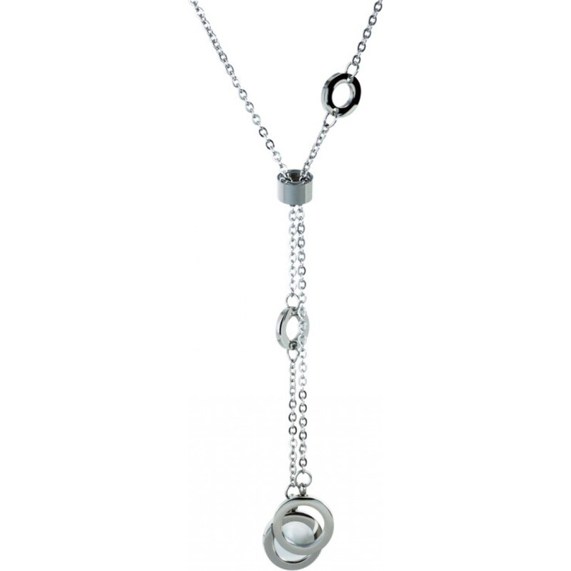Meucci Ocelový náhrdelník s kroužky a perletí