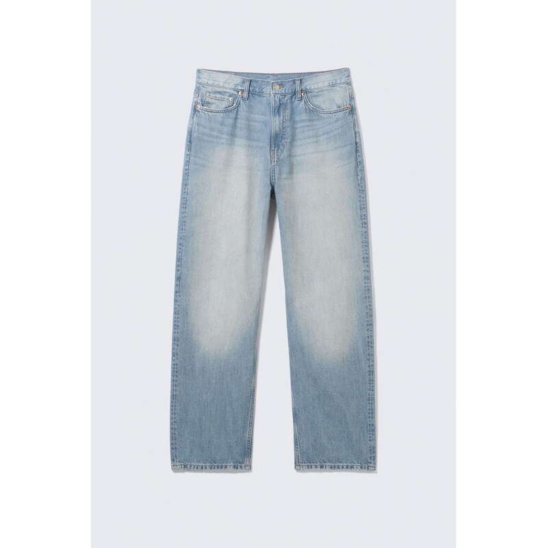 H&M - Galaxy Džíny Se Středním Pasem, Volný Rovný Unisex Střih - modrá 113580847