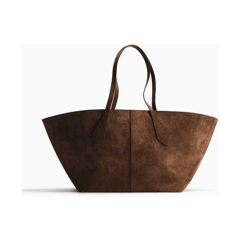 H&M - Semišová kabelka shopper - hnědá 113584304