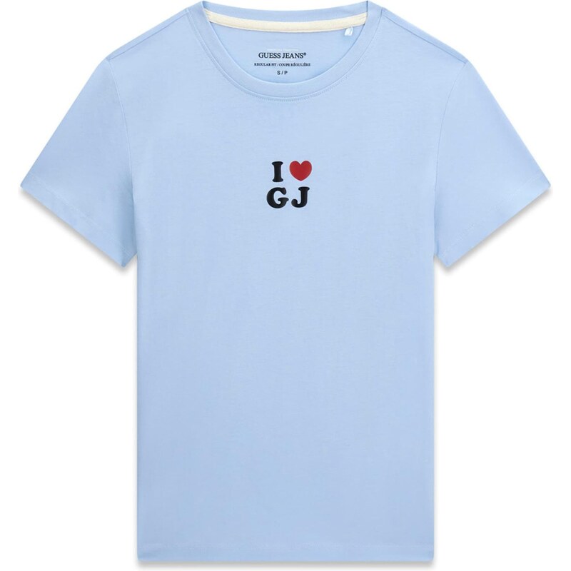 GUESS JEANS Tričko I LOVE GJ nebeská modř / červená / černá