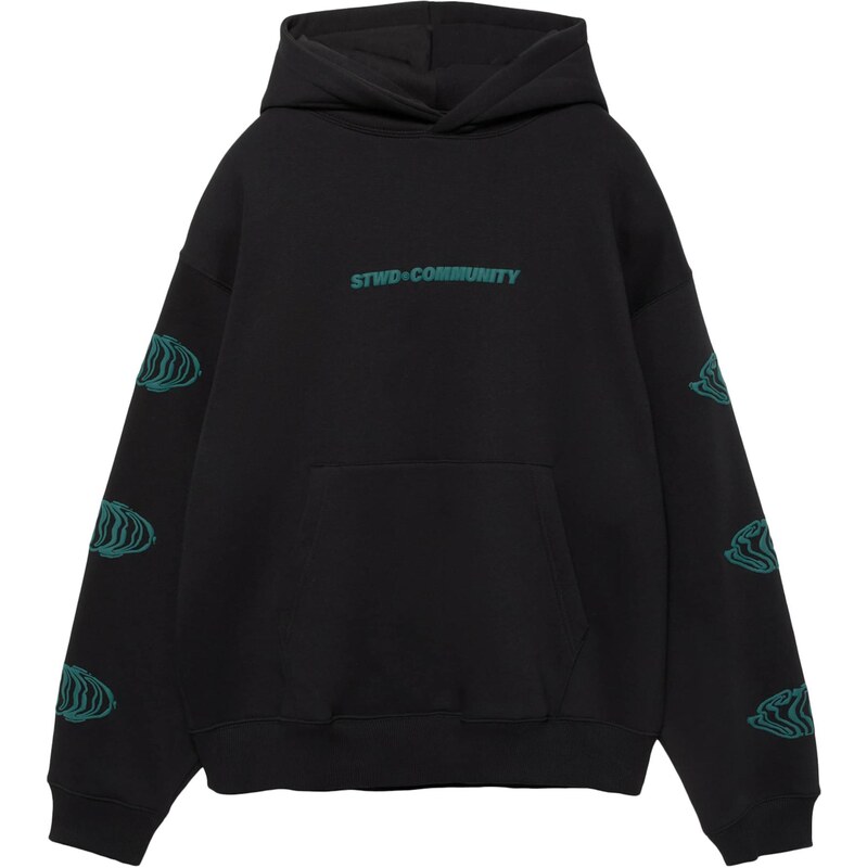 Pull&Bear Mikina STWD azurová modrá / černá