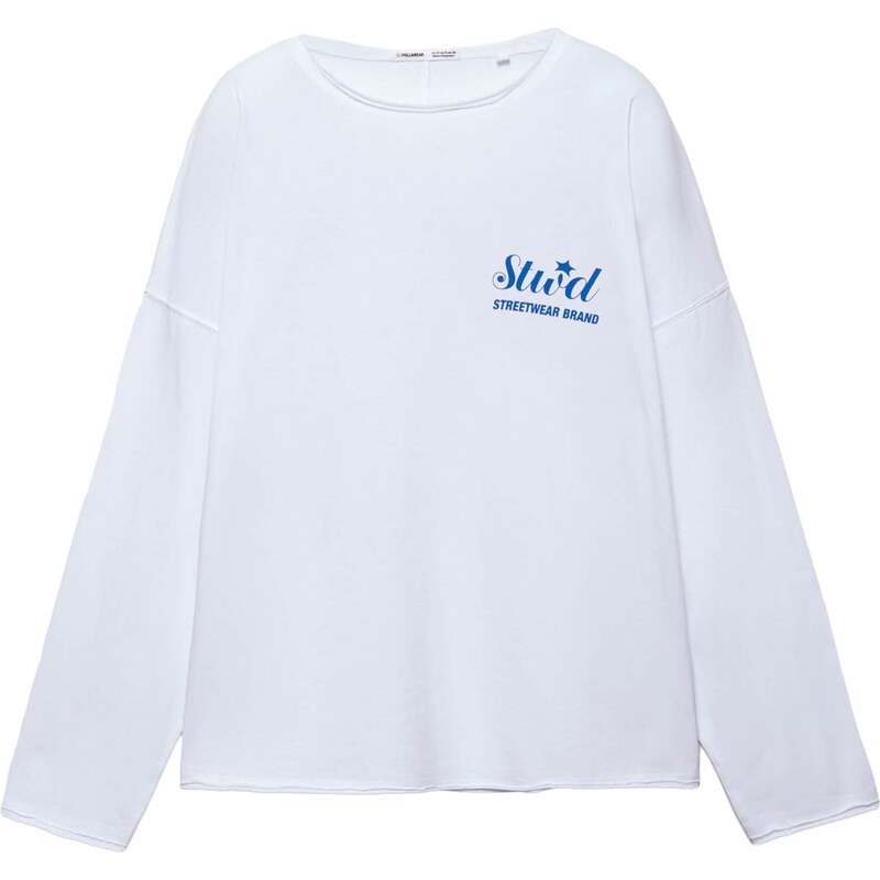Pull&Bear Tričko STWD tmavě modrá / bílá