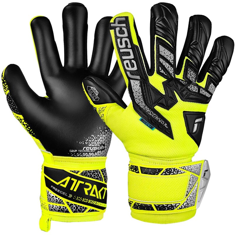 REUSCH Sportovní rukavice Attrakt Freegel Silver svítivě žlutá /