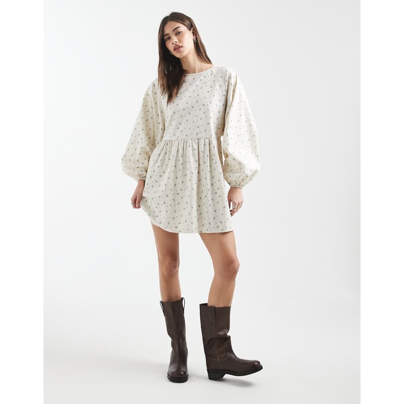 Daisy Street long sleeve smock mini dress in multi floral