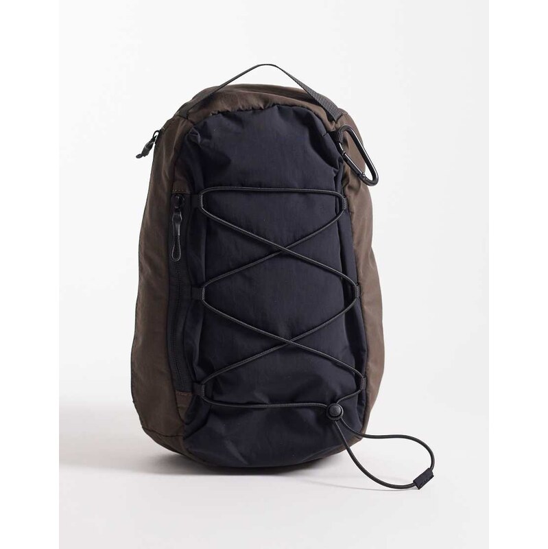 ASOS DESIGN backpack with drawstring detail in black