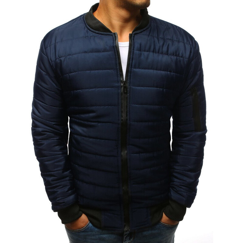 FashionStreet Pánská prošívaná bunda bomber tmavě modrá TX2205