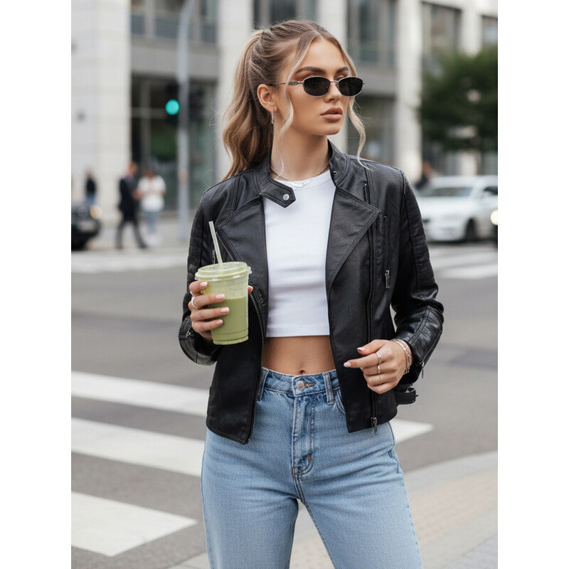 Dámská kožená bunda black Dstreet model 21974141 - FashionStreet