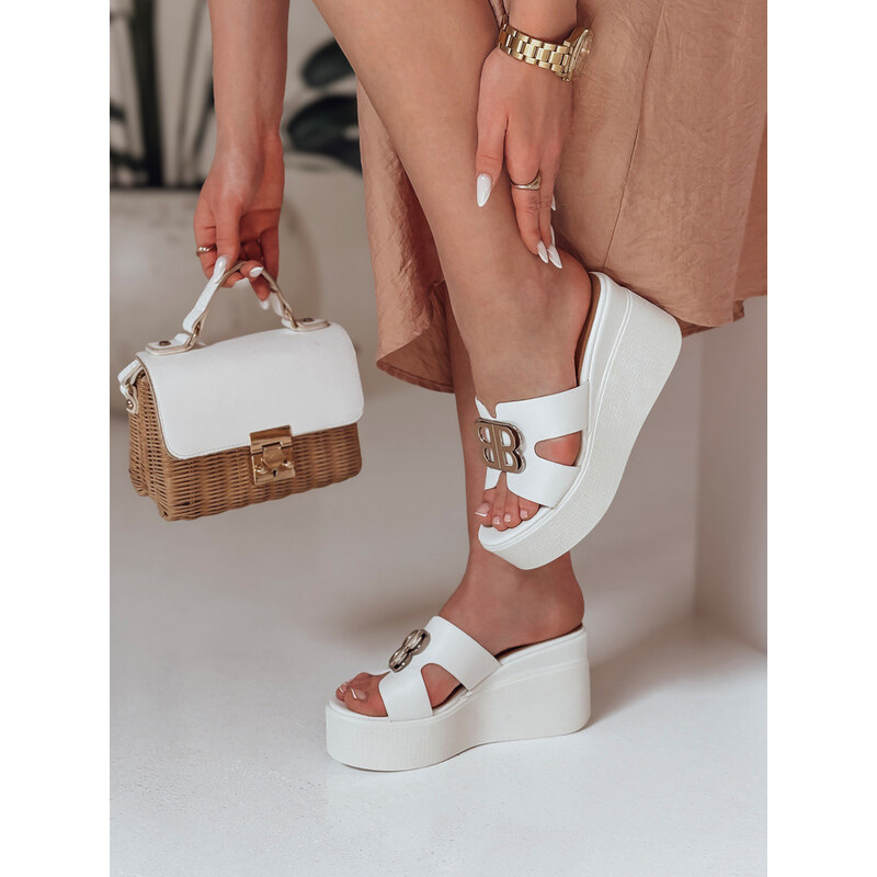 Dámské žabky na platformě PLATSIMA white FashionStreet ZY0758 113596628