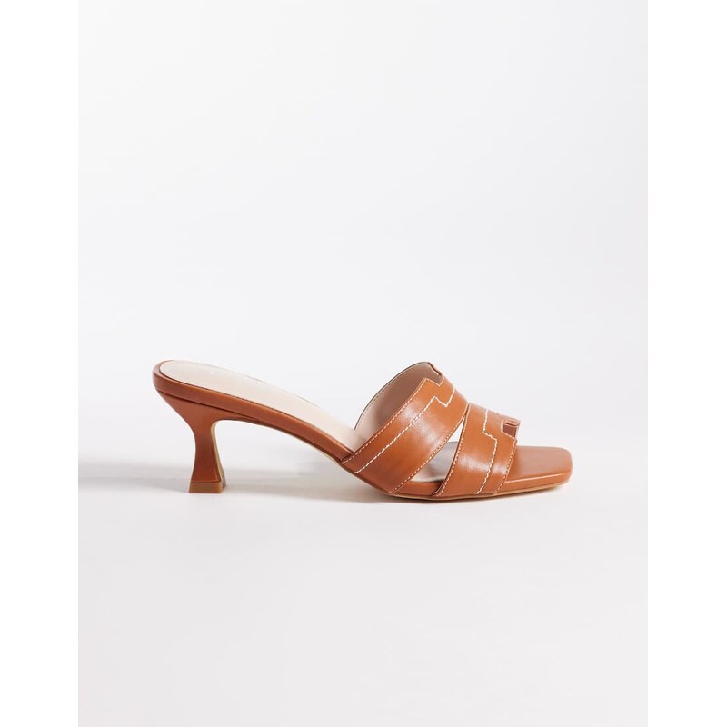 RAID Clydie kitten heel mule sandals in tan-Brown 115518015