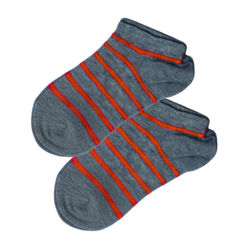 Design Socks Kotníkové ponožky - šedé s červeným proužkem