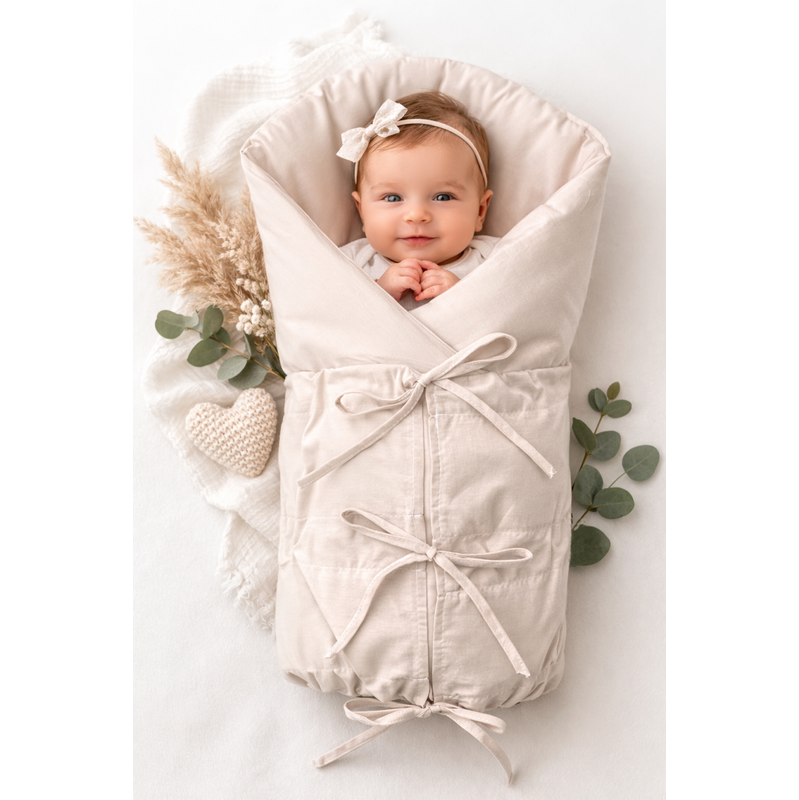 Baby Nellys Klasická retro zavinovačka NATURE šněrovací s výplní - 100527055