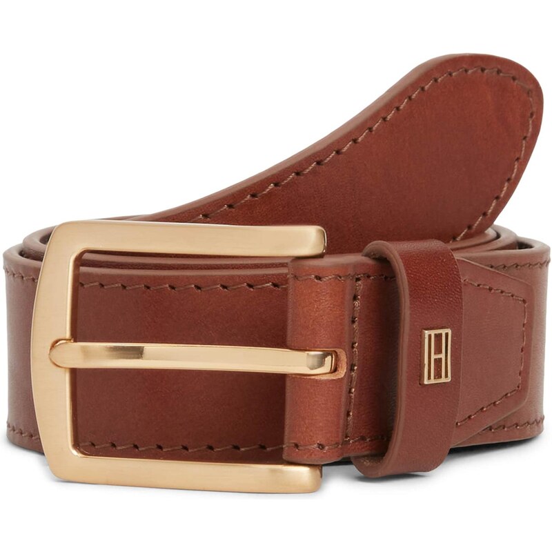 TOMMY HILFIGER Opasek Denton 3.5 hnědá / zlatá