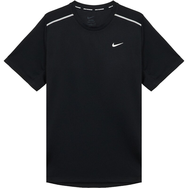 NIKE Funkční tričko MILER černá / stříbrná / bílá