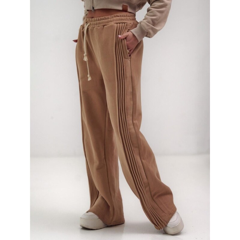 Dámské tepláky tmavě béžové Natural Side Leg Seams