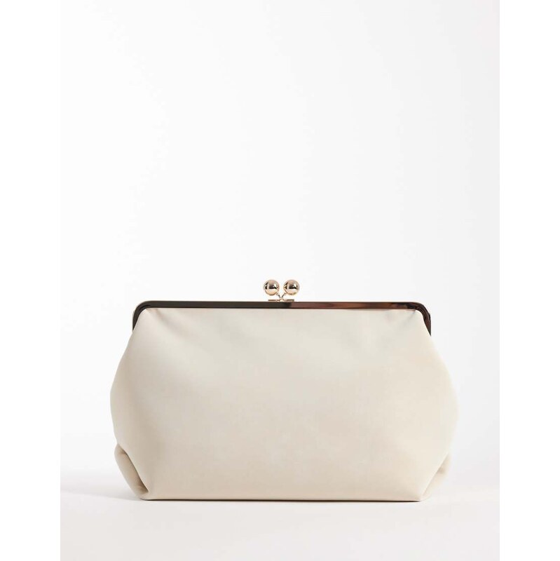 ASOS DESIGN velvet touch oversized frame clutch bag in cream
