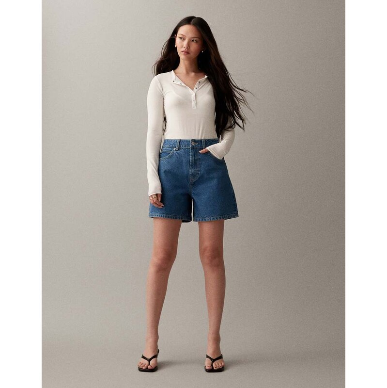 ASOS DESIGN denim dad short in clean blue
