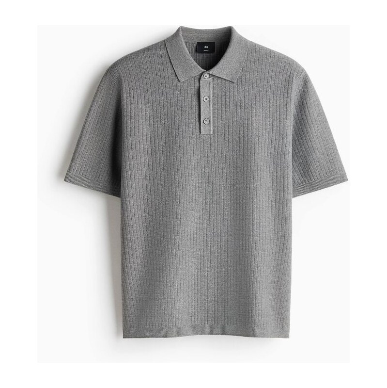 H&M - Top ze strukturovaného úpletu Regular Fit - Šedá