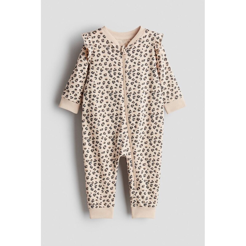 H&M - Vzorovaný pyžamový overal - Světle Béžová/Leopardí Potisk