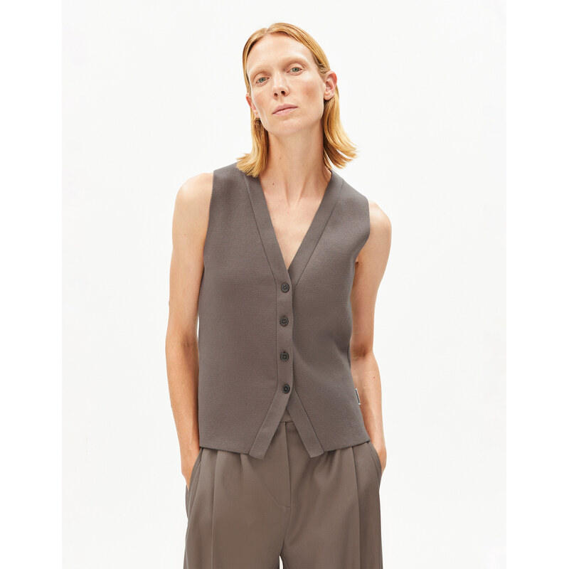 Armedangels Pletená vesta Compact Walnut Cream XS