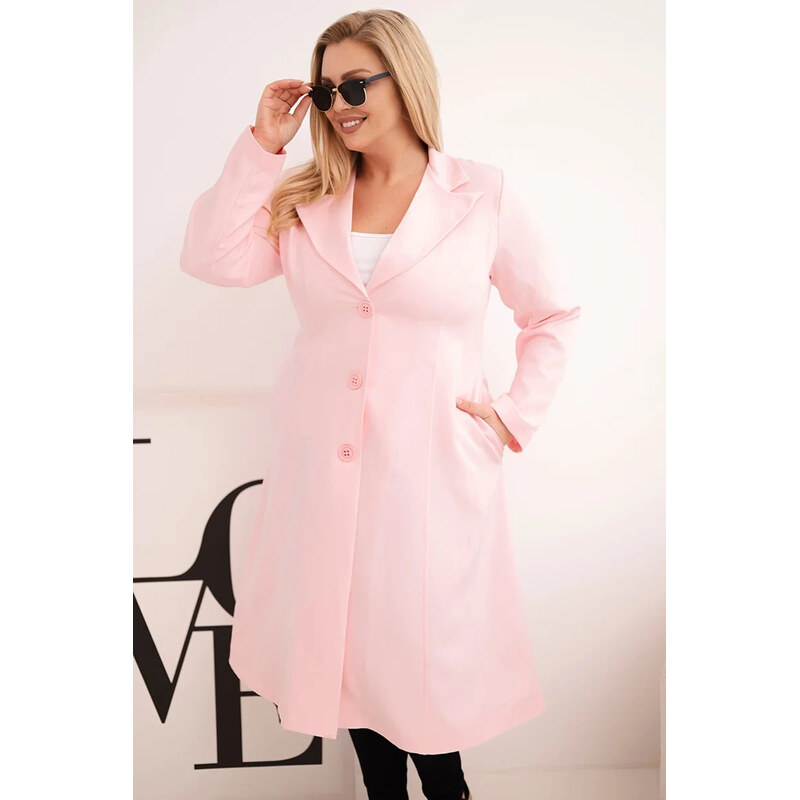 K-Fashion Dámský kabát Plus Size klasický s knoflíky a límečkem 113415156