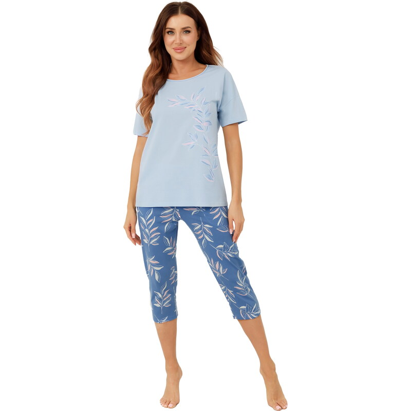 Dámské pyžamo ITALIAN FASHION ERULA krátký 3/4 modrá/print