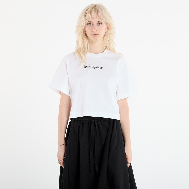 Tričko Off-White Embr Arrow Script Crop Tee White/ Black L