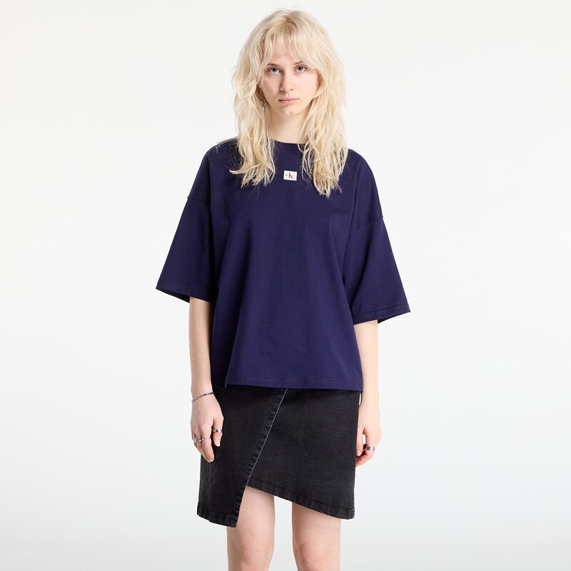 Tričko Calvin Klein Jeans Ss Woven Label Overs Tee Purple L