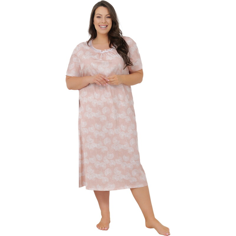 Dámská noční košile ITALIAN FASHION ELENI krátký rukáv print lososová 113615832