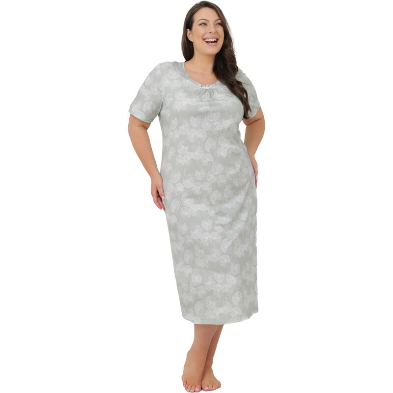 Dámská noční košile ITALIAN FASHION ELENI krátký rukáv print mátová 113615833