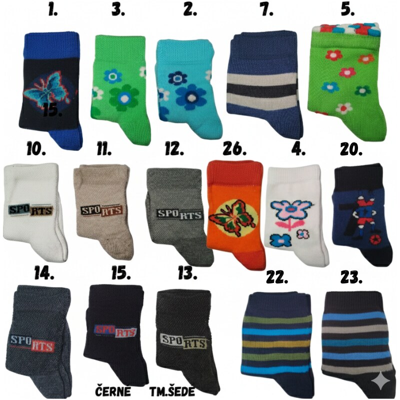 Design Socks Klasické dětské ponožky - vel. 1 - vel.86-92 61426097