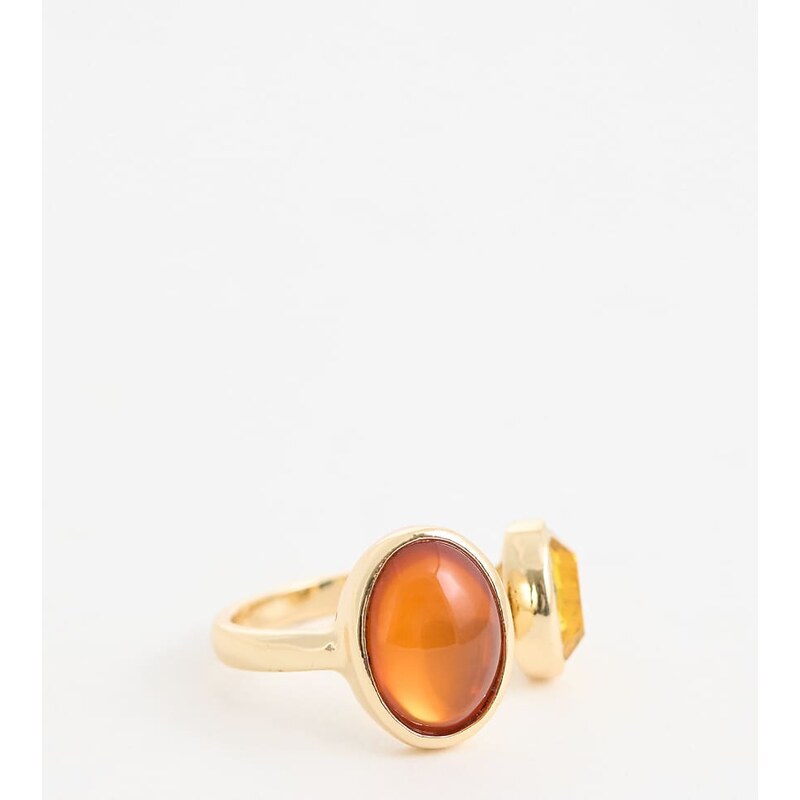 ASOS Curve ASOS DESIGN Curve wrap around ring with amber faux