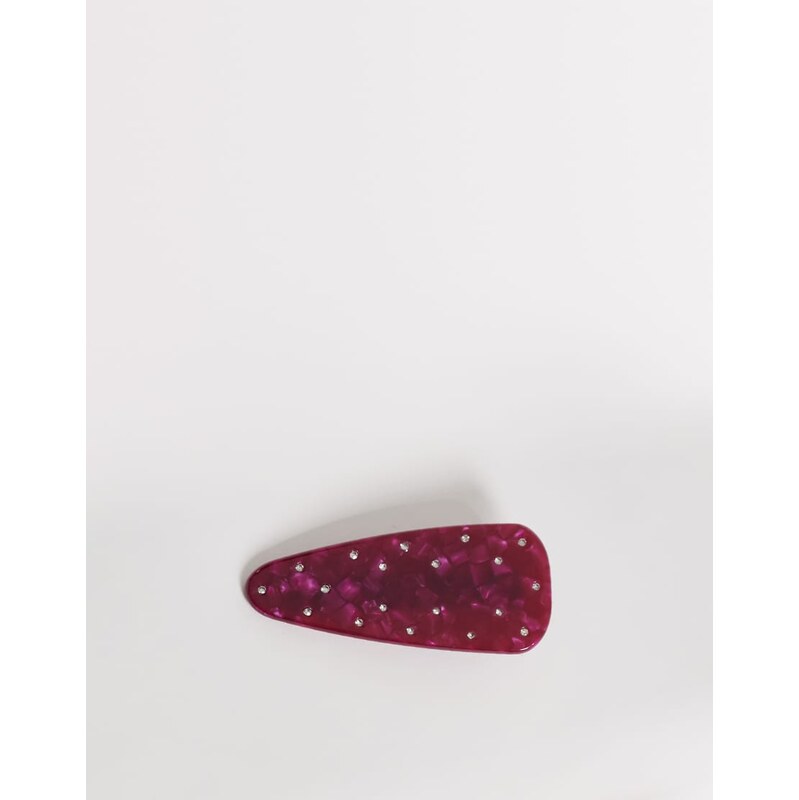 ASOS DESIGN hair slide in burgundy tortoise shell with clear