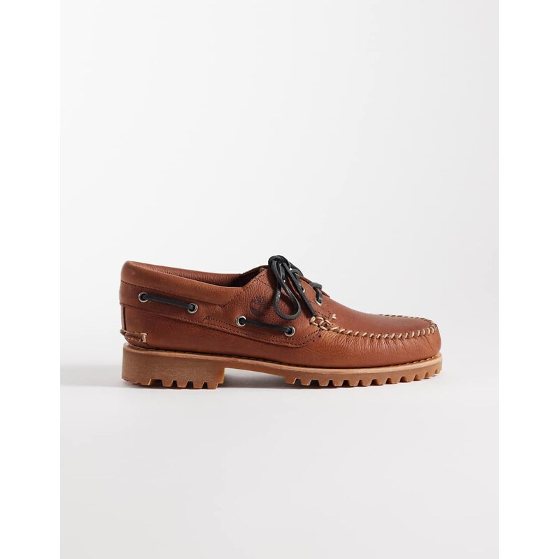 Timberland Authentic 3 eye boat shoe in rust full grain leather
