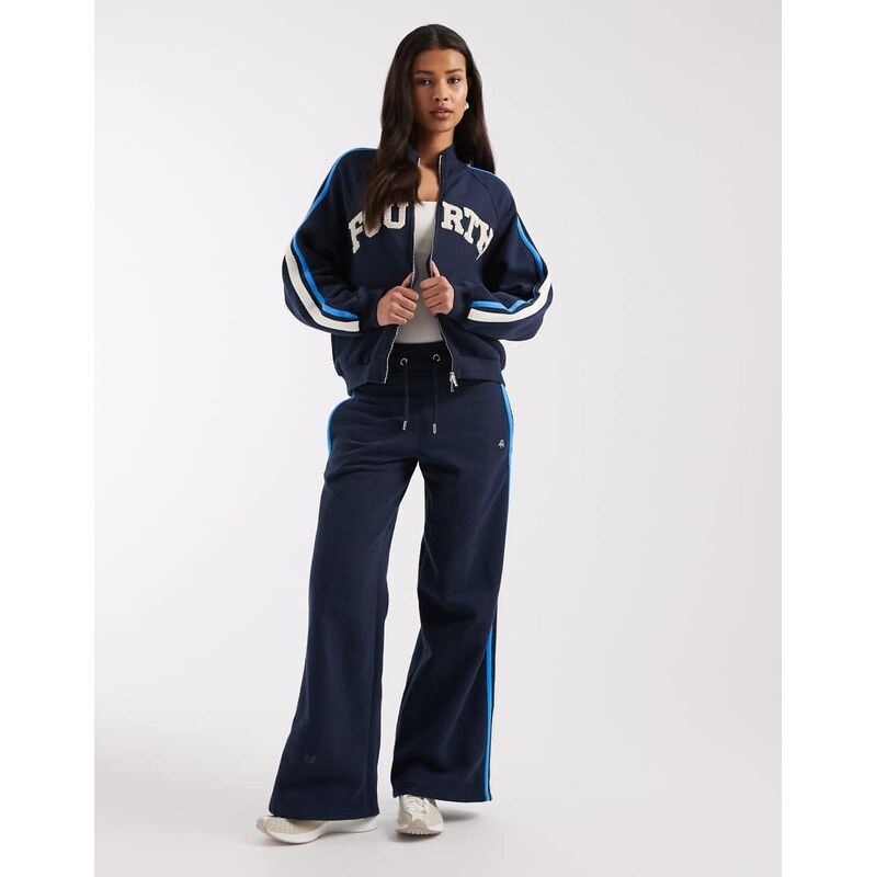 4th & Reckless cotton drawstring wide waistband side stripe wide leg 113616673