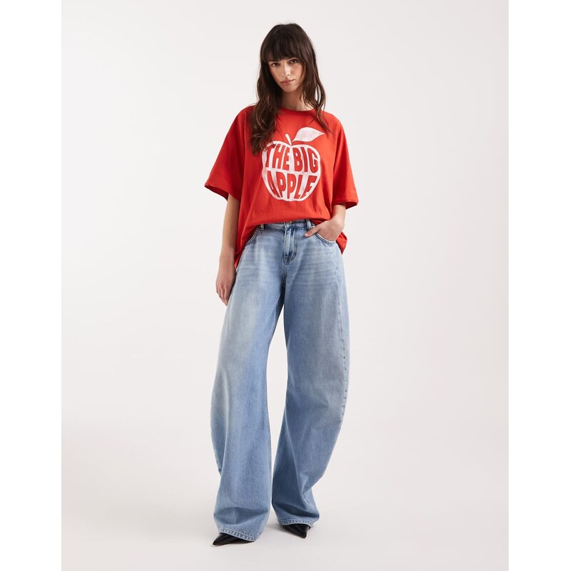 Topshop skewed boyfriend jean in bleach-Blue