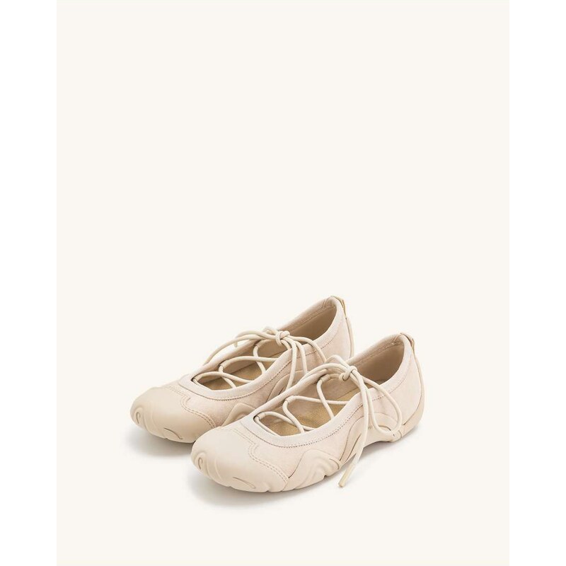 JW PEI Caitlin lace up ballet flats in beige-Neutral