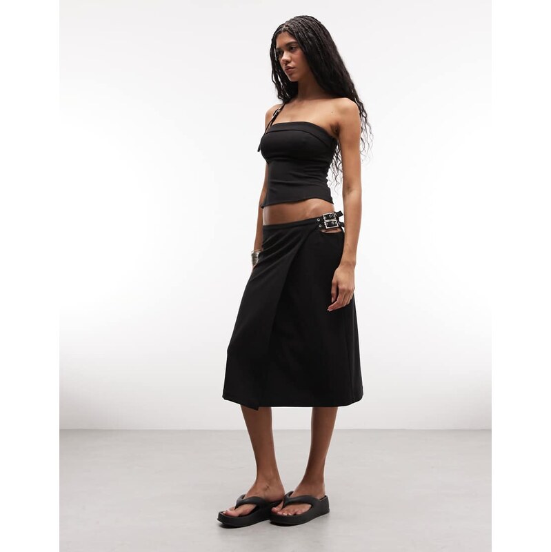 Weekday buckle midi skirt co-ord in black