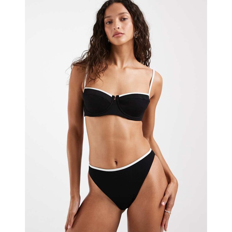 & Other Stories mix and match high waist bikini bottom in black with 113616718
