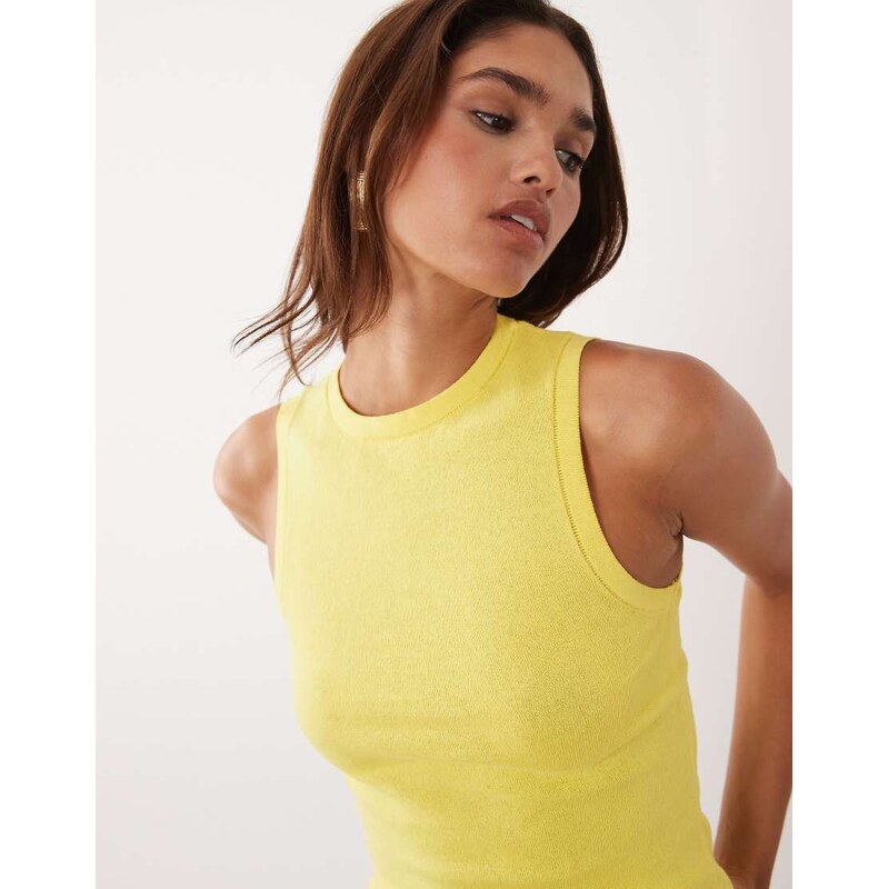 ASOS DESIGN fine knit tank top co-ord in yellow