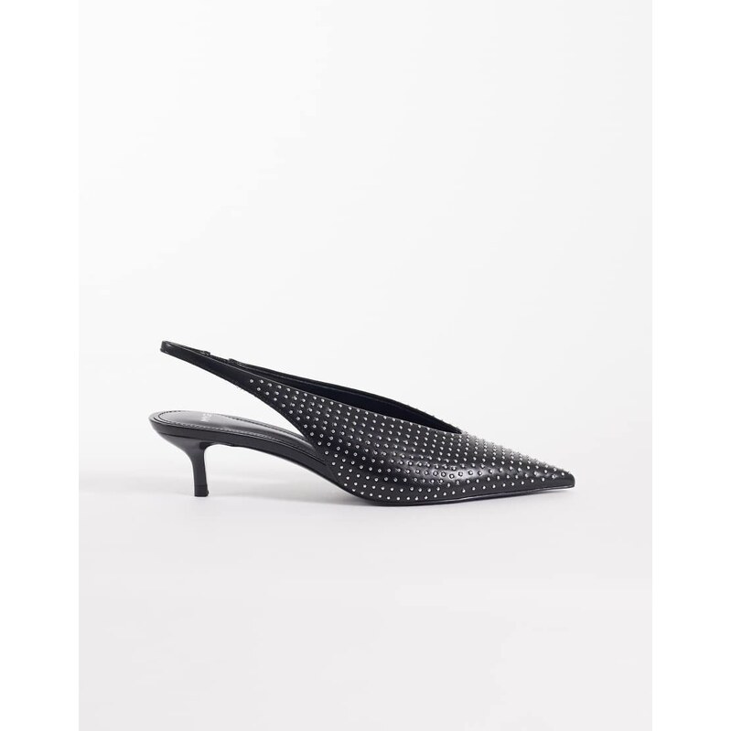 Mango embellished pointed kitten heel in black 113616739