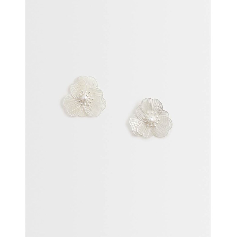 ASOS DESIGN small stud earrings with mini wire-floral design in