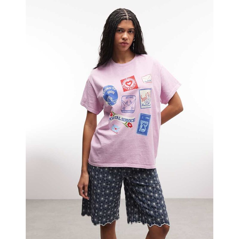 Reclaimed Vintage oversized t-shirt with postage stamp print in