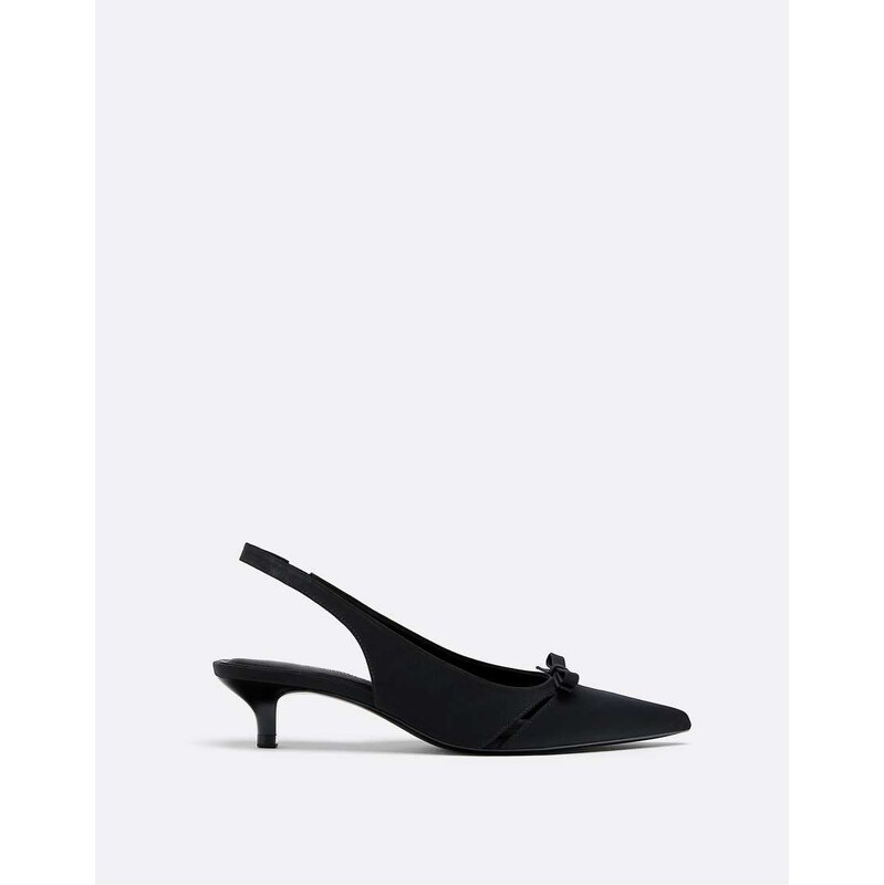 Stradivarius Cut-out kitten heel shoes in black