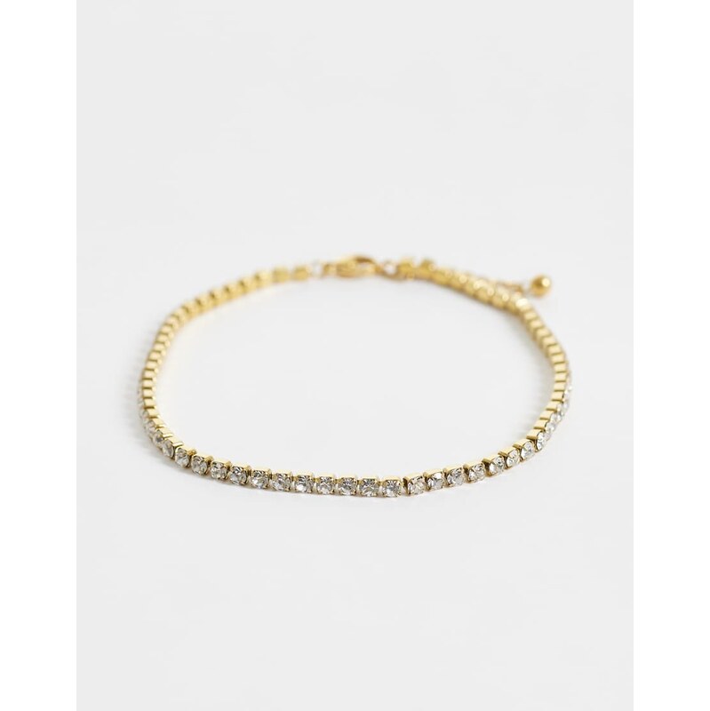ASOS DESIGN waterproof stainless steel anklet with crystal