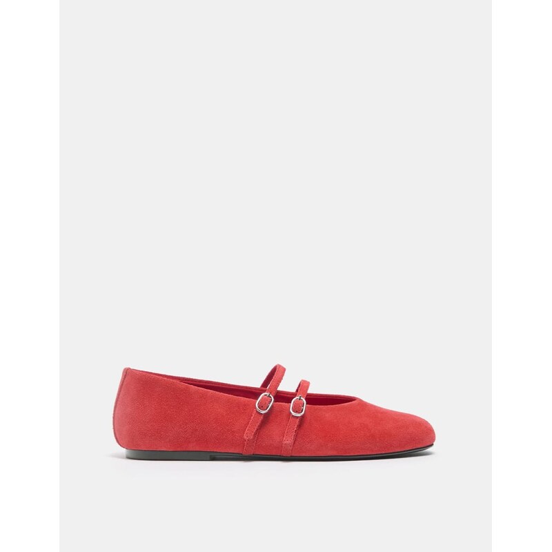 Pull&Bear Leather strap ballerinas in red 113616806