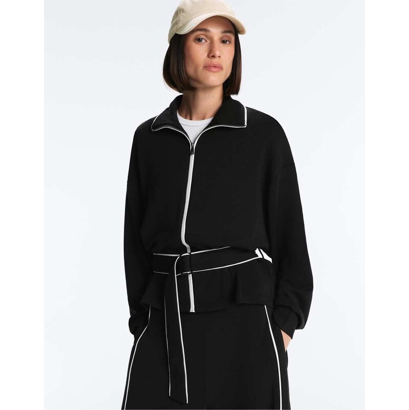 OYSHO Piping jacket with soft-touch modal in black 113616838
