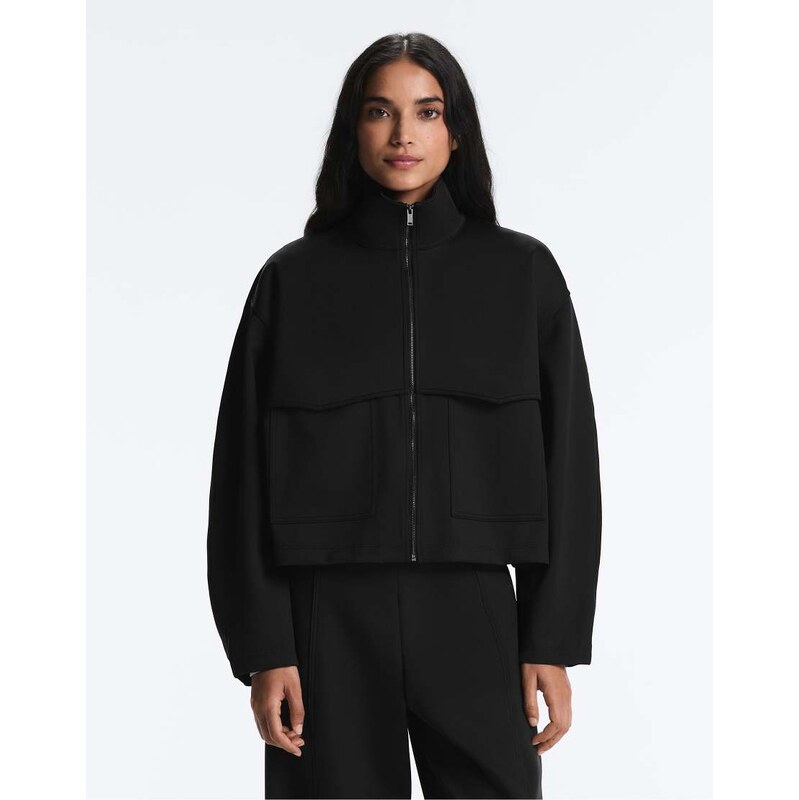 OYSHO Boxy neoprene-effect jacket in black