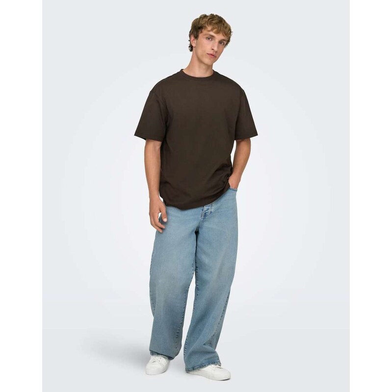 ONLY & SONS Wide-fit jeans in medium blue denim