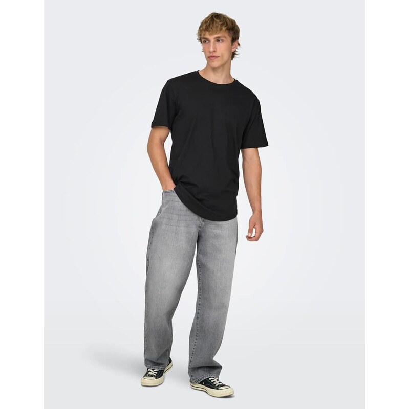 ONLY & SONS Loose-fit jeans in light grey denim